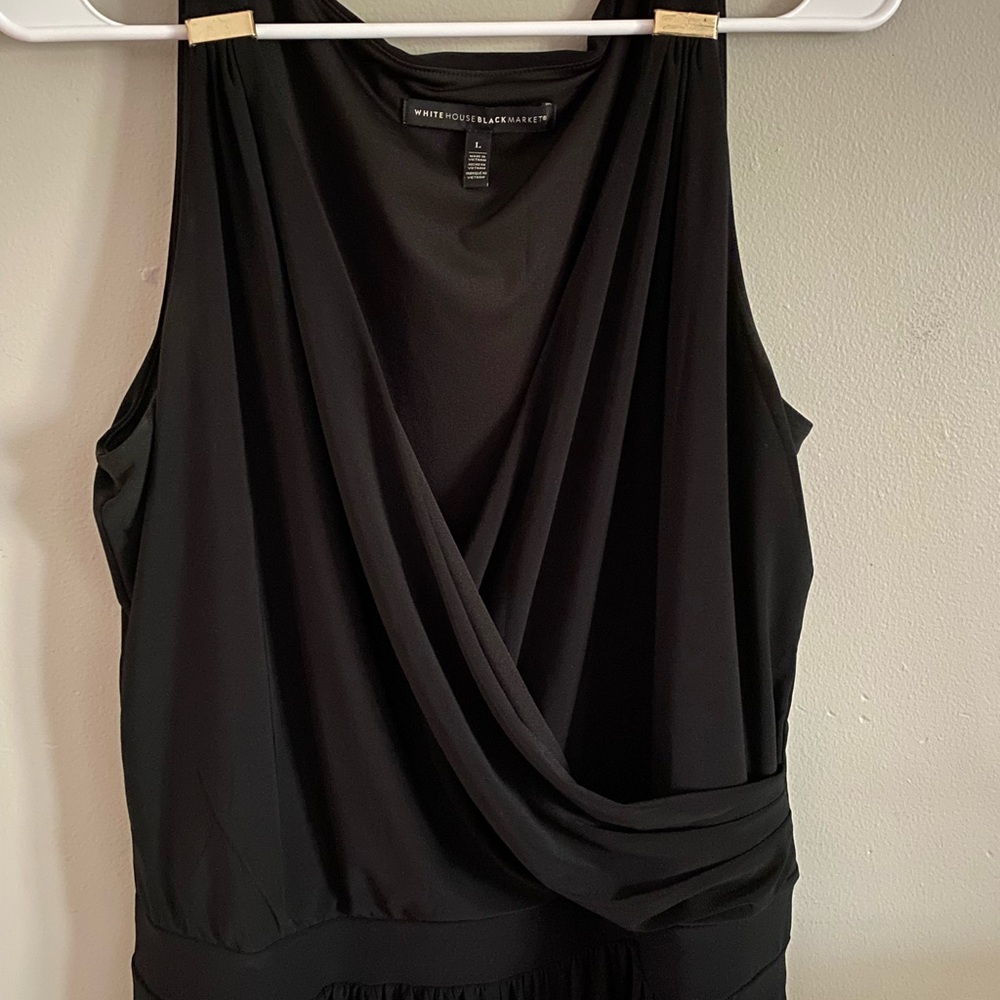 White House Black Market Black Sleeveless Draped Jumpsuit